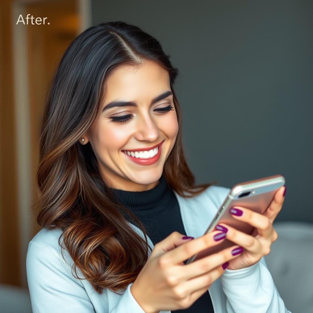 Same woman after learning how to find the ideal man, looking confident and happy Same woman after learning how to find the ideal man, looking confident and happy